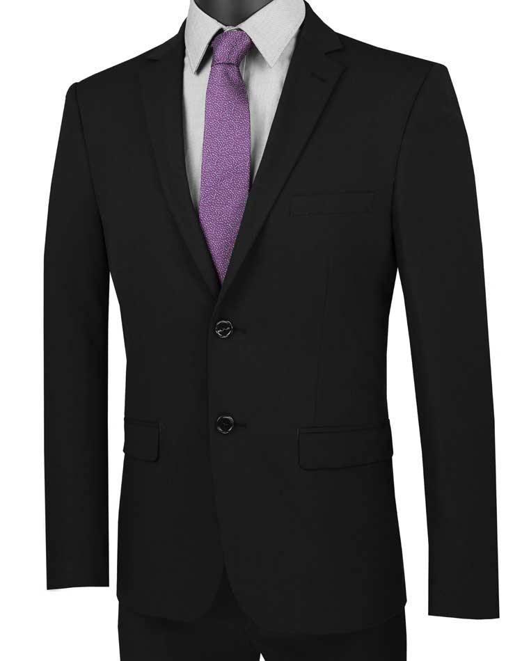 Black Ultra Slim Fit Stretch 2-Piece Suit – Firenze Collection
